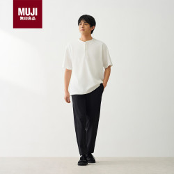 無印良品 MUJI 不易沾水弹力锥形裤 黑色 L 男士休闲裤