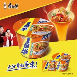 康师傅 方便面整箱装 一倍半香辣牛肉 泡面桶装速食 110g*12桶