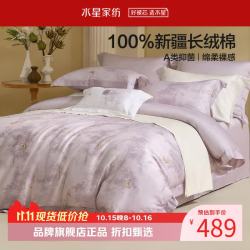 水星家纺 A类抑菌60支长绒棉四件套纯棉床单枕套被罩酒店套件 南法·左岸圆舞四件套1.5米床