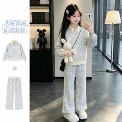 迪士尼 米妮套装女童春秋款儿童可爱休闲外套开衫上衣裤子两件套