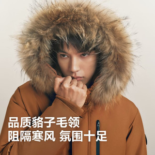 波司登 复古工装连帽短款羽绒服 男士外套
