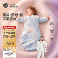 贝肽斯 婴儿睡袋秋冬暖姜恒温新生宝宝一体式防踢被儿童春秋双层 S