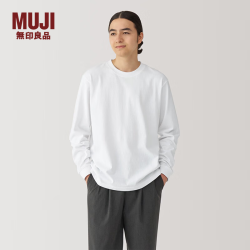 無印良品 MUJI 男式 水洗粗棉线圆领长袖T恤  ABA93C4A
