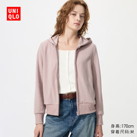 优衣库 拉链连帽外套/内里摇粒绒女装491208 11 粉红色 M
