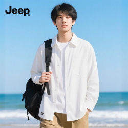 Jeep 长袖衬衫男士2026秋季新款外套商务通勤老钱风衬衣男Z 白 XL