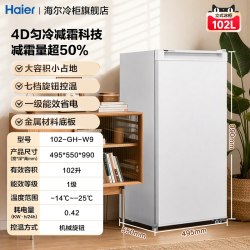 海尔 冰柜立式102升L家用小型冷柜全冷冻减霜低温节能冷藏速冻旗舰
