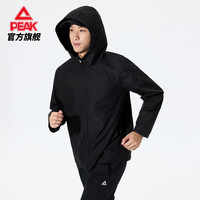 匹克 男秋季户外防泼水防风冲锋风衣休闲夹克 连帽款 黑色/拒水防风 2XL