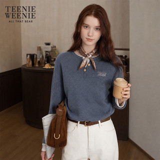 TEENIE WEENIE 含绵羊毛 假两件撞色针织衫 灰色 S