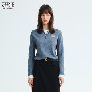TEENIE WEENIE 含绵羊毛 假两件撞色针织衫 灰色 S