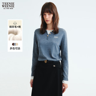 TEENIE WEENIE 含绵羊毛 假两件撞色针织衫 灰色 S
