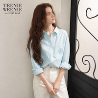 TEENIE WEENIE 小熊条纹长袖衬衫 浅蓝色