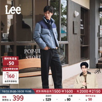 Lee 26秋冬新品五袋款宽松阔腿磨毛牛仔裤清水洗
