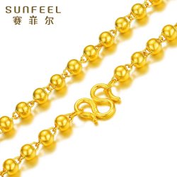 赛菲尔 黄金项链足金圆珠项链光珠金项链男士粗链子颈饰送爸爸礼物