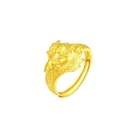 移动端：老庙黄金 龙凤足金对戒可调节情侣款戒指套戒送礼特价