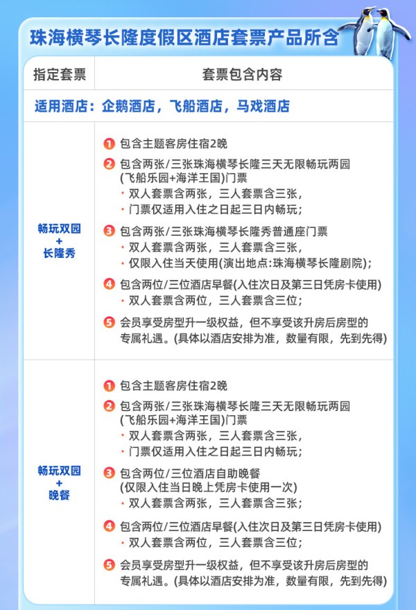 珠海长隆3天2晚无限畅玩海洋王国+飞船乐园可选长隆秀