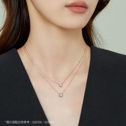 周生生 18K白色及玫瑰色黄金炫幻小气泡钻石项链92876N