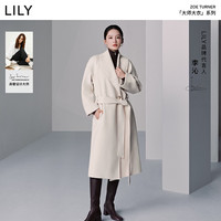 LILY 羊毛混纺青果领双面呢大衣 白色 L/170/88A