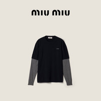 MIU MIU 女士羊毛与羊绒混纺拼接长袖毛衣针织衫