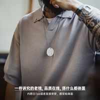 百亿补贴：马登 工装 美式复古高品质半袖老钱风海鸥领polo衫宽松短袖t恤男夏