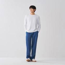 無印良品 MUJI 无印良品 男式 棉混 长袖T恤 男士男款 秋季男装打底上衣