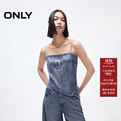 ONLY 2025秋季新款牛仔印花不规则下摆设计短款吊带女|125151008 H3Z牛仔吊带印花蓝色 S