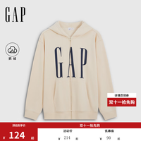 Gap 情侣款logo刺绣棉绒宽松连帽卫衣外套