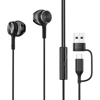 KERZY 电脑耳机USB有线耳机type c接口 多功能线控半入耳式音乐游戏耳 KEX26