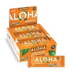 ALOHA 植物蛋白棒，花生酱巧克力片，12支