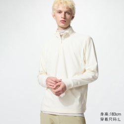 柔滑弹力摇粒绒半拉链套头衫/长袖优衣库男装481184 486113