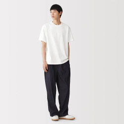 無印良品 MUJI 男式天竺编织圆领短袖T恤 男士男款男装打底衫 26年夏季 上衣 白色AB1QMA6A XL (180/104A)
