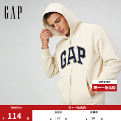 Gap 撞色字母logo连帽卫衣 米色 L(175/96A) 男士上衣