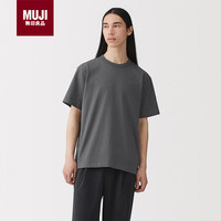 無印良品 MUJI 水洗 粗棉线 圆领短袖T恤 深灰色 M