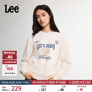 Lee 26秋冬新品舒适版圆领罗纹Logo印花男女同款长袖卫衣
