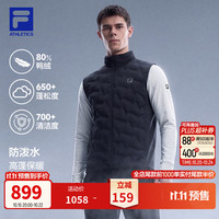 斐乐 羽绒马甲丨FILA柔弹回弹保暖羽绒26冬季新款男士高蓬松外套 深黑-BK XL XL 180/100A