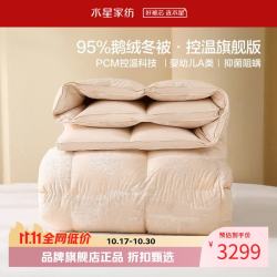 水星家纺 A类抑菌阻螨95%鹅绒冬被芯防钻绒秋冬羽绒被子 星耀城堡95%鹅绒冬被220×240cm