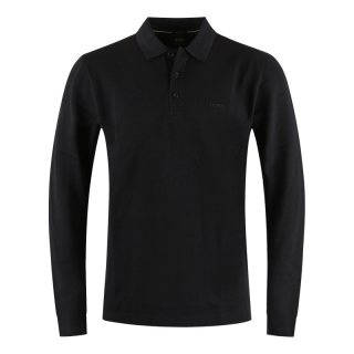 HUGO BOSS 商务条纹字母Logo徽标套头纯棉长袖Polo衫男款