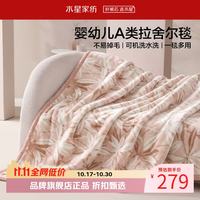 水星家纺 A类中厚拉舍尔毛毯可水洗秋冬毯子双面暖绒盖毯 北欧·暮雨轻花中厚拉舍尔毯180x230cm