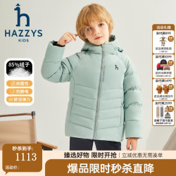 哈吉斯 儿童抑菌防风休闲羽绒服 天青色