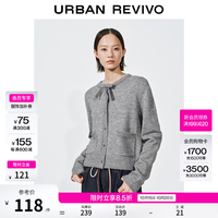 UR UYY960004 蝴蝶结口袋针织开衫 冷灰 S