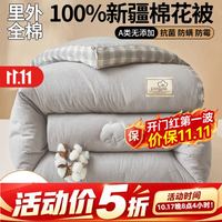 一默 A类裸睡级 纯棉新疆棉花被 简约方格灰 150*200cm