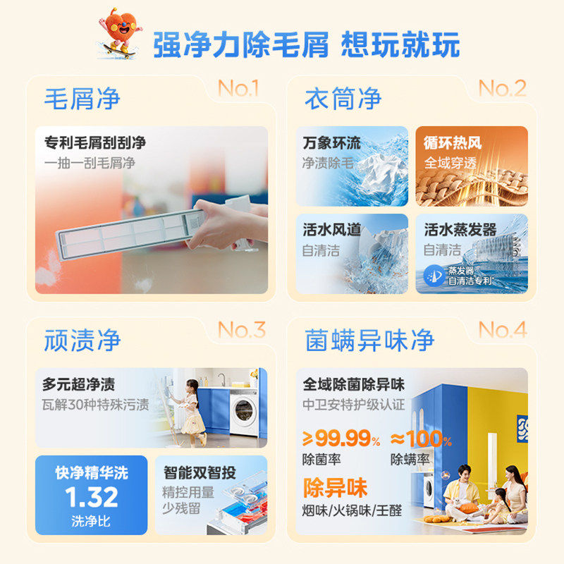 【新品上市】美的可爱多12KG全自动滚筒热泵洗烘一体洗衣机F10