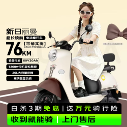 新日 电动摩托车 丽曼电动车60v5块铅酸电池76km长续航大踏板电动车通勤代步棕