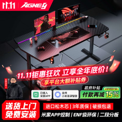 戟创 AGKey-天戟K2双电机电动升降桌电竞桌子电脑桌可装机械臂家用办公 捷昌双电机正装｜嵌入式灯带｜ENF级环保 160*75*75cm 二段分板