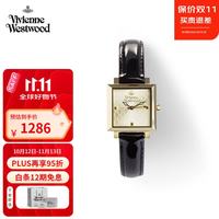 Vivienne Westwood 西太后手表女士小方糖小方表石英表小金表指针 黑色皮带 24mm