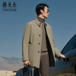 雅戈尔 男士秋冬季轻软款羽绒商务行政风衣