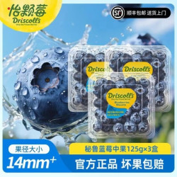 Driscoll's 秘鲁蓝莓中果125g/盒当季限量新鲜果径14mm+