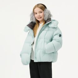 坦博尔 儿童羽绒服女童秋冬季短款中大童加厚保暖耐脏安心羽绒外套