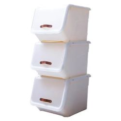 禧天龙 翻盖收纳箱 加厚大号35L 3个装 奶白