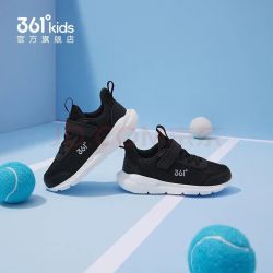 361° 儿童 秋冬加绒保暖运动鞋  四季密网 碳黑/银色