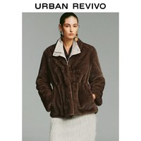 UR UR2026冬季新款女装复古摩登气质毛绒感皮草外套UWH160092 棕色 S